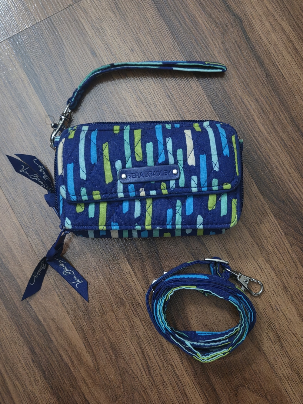 Vera Bradley Blue Patterned Wristlet Crossbody